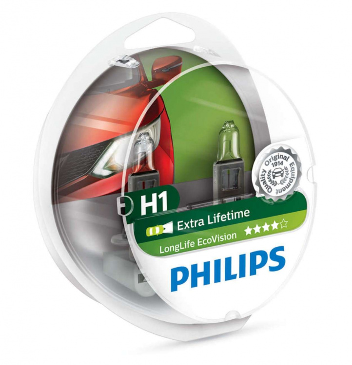 Philips H1 12V 55W LongLife EcoVision Set - 2 Stück